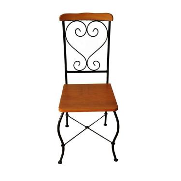 Imagem de Cadeira De Jantar Estilo Industrial Rustica Ferro E Madeira Artesanal