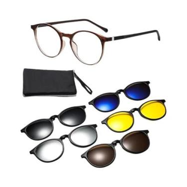 Imagem de Óculos De Sol Redondos Polarizados Femininos Com Lentes Substituíveis,