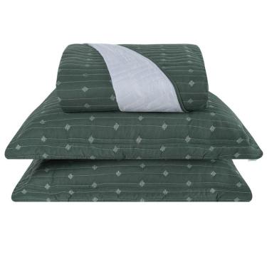 Imagem de Cobre Leito Queen Decor Bordado 200 Fios 3 Peças - Verde
