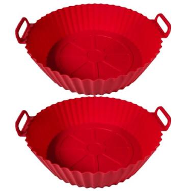 Imagem de Forro de silicone para fritadeira de ar comprimido de grau alimentício para assadeiras domésticas (2 vermelhas)