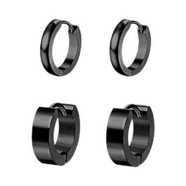 Imagem de Conjunto De Brincos Masculinos Minimalistas Pretos De Aço Inoxidável C