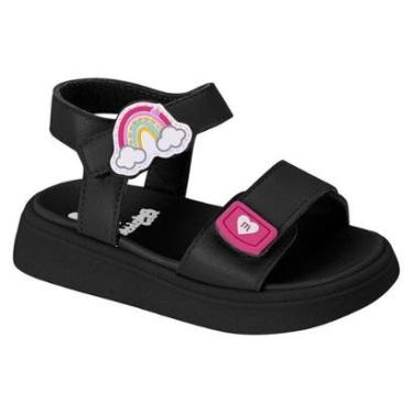 Imagem de Sandália Molekinha Off Bege Preta Rosa Tiras Ajustáveis Papete Anatômica Infantil-Feminino