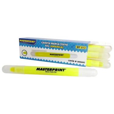 Imagem de Marca Texto em Gel Amarelo Neon Ponta Retrátil Masterprint MP 613 Caix