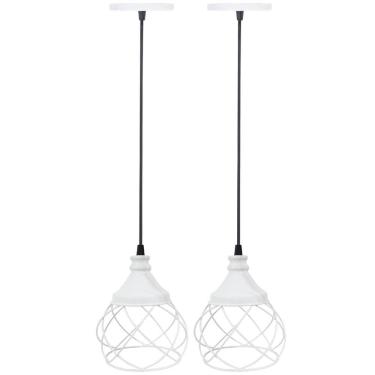 Imagem de 2 Pendentes Aramado E s f e r a B a l o n ê Lustre Luminária Teto Regulável Sala Cozinha Industrial Agp