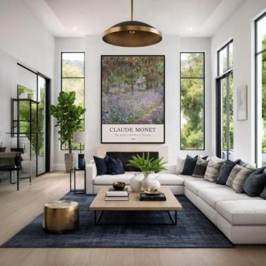 Imagem de Quadro Canva Monet Garden At Giverny 90X60Cm Mold Preta - Quadros On-L