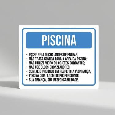 Imagem de Placa Acm Piscina Ducha Comida Vidro Óleos Som Alto 18X23 - Sinalizo
