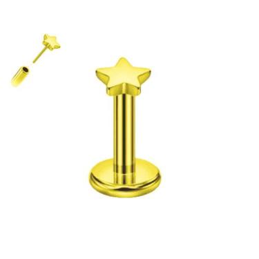 Imagem de Piercing Estrela Orgânica Sem Rosca Titânio G23 Ouro PVD Cor:DouradoTa
