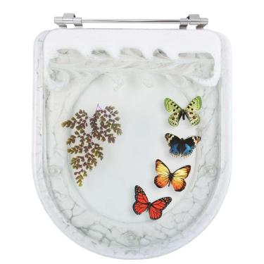 Imagem de Acento Sanitário Poliéster Decorada Borboleta Calypso Branco para louça Incepa