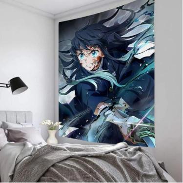 Imagem de Tapeçaria para pendurar na parede Demon Slayer Giyu Tomioka Anime 100x