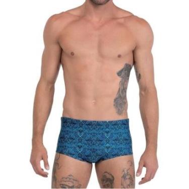 Imagem de Sunga Slip Masculina Forrada com Cordão de Regulagem Estampada Moda Praia Verão Hang Loose Adulto-Masculino