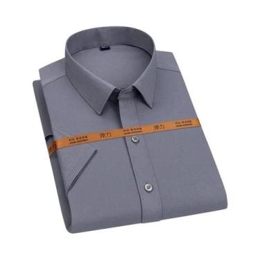 Imagem de Camisa Masculina Slim Fit De Manga Curta, Cor Sólida, Sem Necessidade 