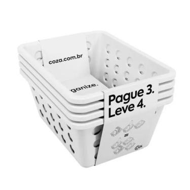 Imagem de Kit Cestas Organizadoras Pequenas 1,2 Litros Linha One Coza, Branco