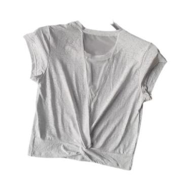 Imagem de Camisa Esportiva Feminina De Malha, Manga Curta, Top De Ioga, Respiráv