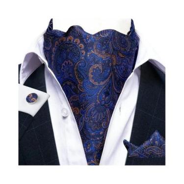 Imagem de Conjunto De Abotoaduras De Luxo Masculinas Ascot Com Lenço De Bolso Pa