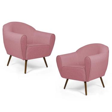 Imagem de Kit 02 Poltronas Nina Pés Palito Madeira C-105 Rosê