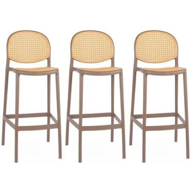 Imagem de Kit 3 Banqueta Alta Com Encosto Roma Em Polipropileno Cozinha/bancada 
