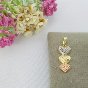 Imagem de Pingente Banhado A Ouro Com 3 Corações Bijou Art