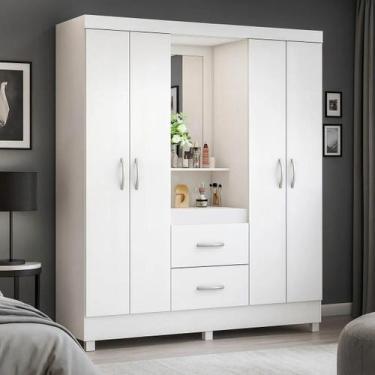 Imagem de Guarda Roupas Casal 4 Portas 2 Gavetas Capelinha Roupeiro Amplo Compac