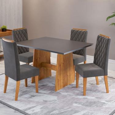 Imagem de Mesa de Jantar 4 Lugares Xandria Marrom/Cinza - Viero Móveis