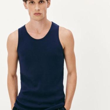 Imagem de Regata Ribana Canelada Hering Básica Slim Masculina 015M, Azul marinho