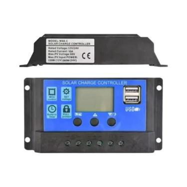 Imagem de Controlador De Carga Solar 12V 24V 30A Com LCD Automático E USB Duplo 