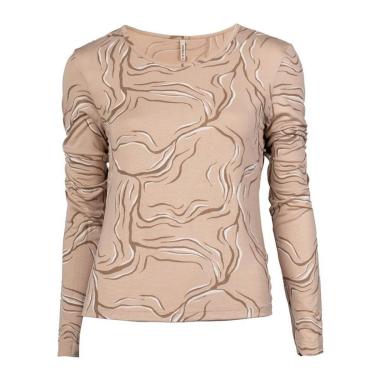 Imagem de Blusa Feminina Habana Estampada Manga Longa Marrom Claro-Feminino