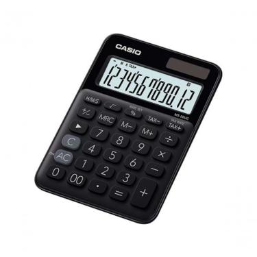 Imagem de Calculadora de Mesa Casio MS-20UC-BK-N-DC com 12 Dígitos, Cálculo de Horas, Big Display e Alimentação Solar e Pilha