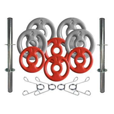 Imagem de Kit com Barras de Halteres e Anilhas Emborrachadas - 12 Kg-Unissex