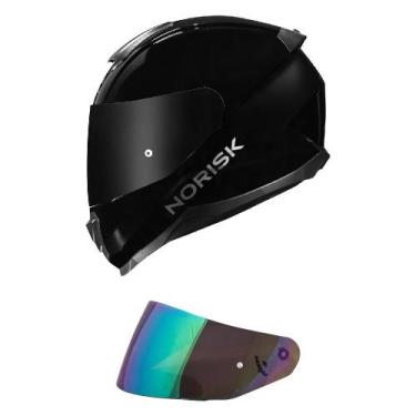 Imagem de Capacete Norisk Razor Monocolor Preto Brilhante Mais Viseira Camaleão,