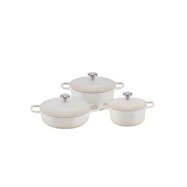 Imagem de Conjunto com 3 Tamanhos de Cacarolas Inducao Amalfi Crema - Vista Home