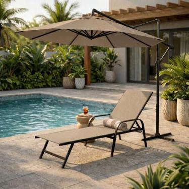 Imagem de Espreguiçadeira para Piscina em tela Sling Marrom Premium Pex