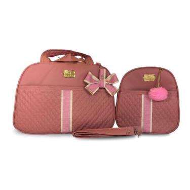 Imagem de Kit Bolsa Maternidade 2 Peças Grande Impermeável + Mochila + Trocador 