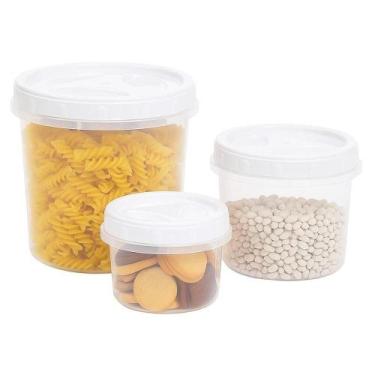Imagem de Kit Porta-mantimentos 3 Potes Com Tampa Rosqueável Hermética Para Grão