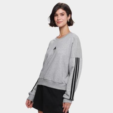 Imagem de Moletom Adidas 3 Trips Feminino, Cinza, Preto, M