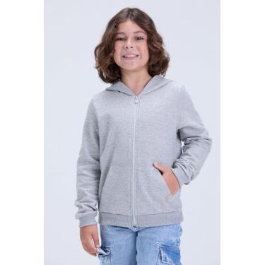 Imagem de Jaqueta Infantil Unissex de Inverno Moletom Liso com Capuz - Vida Cost