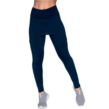 Imagem de Calça Legging Saia Cós Alto Moda Fitness Suplex Lisa Academia Tapa Bumbum-Feminino