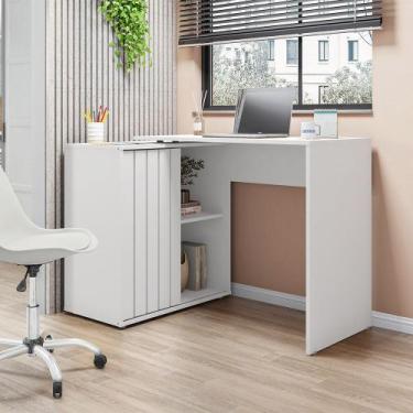 Imagem de Escrivaninha Mesa Computador 140cm Tamires C01 - D Rossi, Branco Fosco