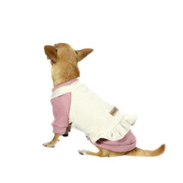 Imagem de Jardineira para Cachorro e Gato Pet - Bichinho Chic, Bege, 01