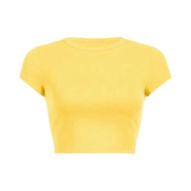 Imagem de Blusa Feminina Vintage De Cor Sólida, Top Cropped Y2K Sexy, T-Shirt Es