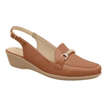 Imagem de Sapato Feminino Piccadilly Anabela Médio Sling Back Enfeite, 36, Caram