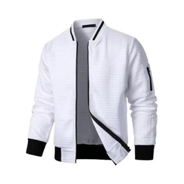 Imagem de Jaqueta Masculina De Manga Longa Com Zíper, Cor Sólida, Moda De Rua Pa