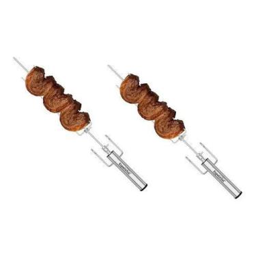 Imagem de Kit 2 Espeto Giratório Espetosul Flex Inox Churrasco A Pilha