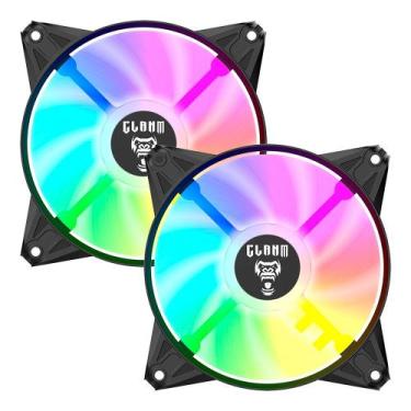 Imagem de Kit 2 Cooler Fan para Gabinete RGB Rainbow 120mm Molex 4pin Ventoinha 