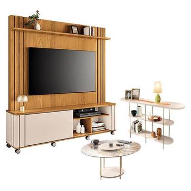 Imagem de Estante Home Theater Trinus com Mesa de Centro Sky com tampo de vidro 