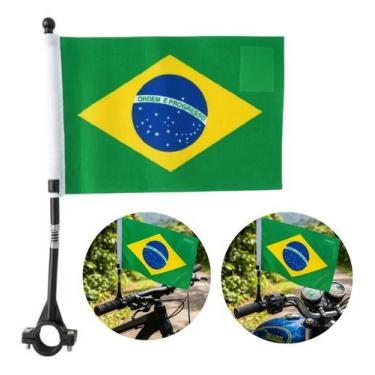 Imagem de Bandeira Haste Para Bike Moto 14x21cm Copa Brasil Regulável Verde Amar