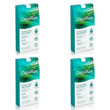 Imagem de 4CX Folhas Prontas Faciais Depilflax Aloe Vera C/24 Unidade - Lilabell