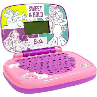 Imagem de Brinquedo Educativo Laptop Infantil Barbie Bilíngue Portugues e Ingles Rosa Candide