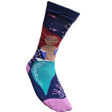 Imagem de Meia 3/4 Disney Infantil Ariel Filme Azul, 30-36, Azul