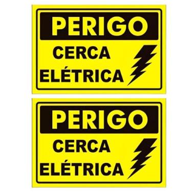 Imagem de Placa Cerca Elétrica Advertência Perigo Cuidado Alumínio 2 unidades - 