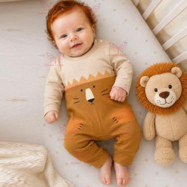 Imagem de Macacão Bebê Menino Longo Estampa Leão Virapé RN a 03 Meses - - NoBran